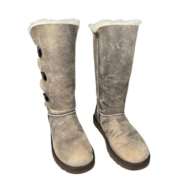 UGG Women’s Bailey Button III Brown Bomber Tall Winter Boot Size US 10 - Picture 8 of 10